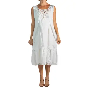 1900S White Organic Cotton & Lace Dress