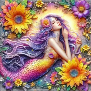 Mermaid Pattern DIY Diamond Arts Colorful Painting Kit without Frame, DIY 5D Diamond Arts Colorful Painting Kit, Wall Art Decor for Home Living Room Bedroom