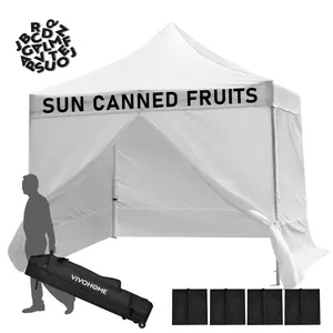 VIVOHOME 10x10 FT Pop Up Canopy with DIY Alphabet Design Heavy Duty Commercial Canopy Tent for Backyard Patio Garden Deck Camping Cookout Parties with Roller Bag