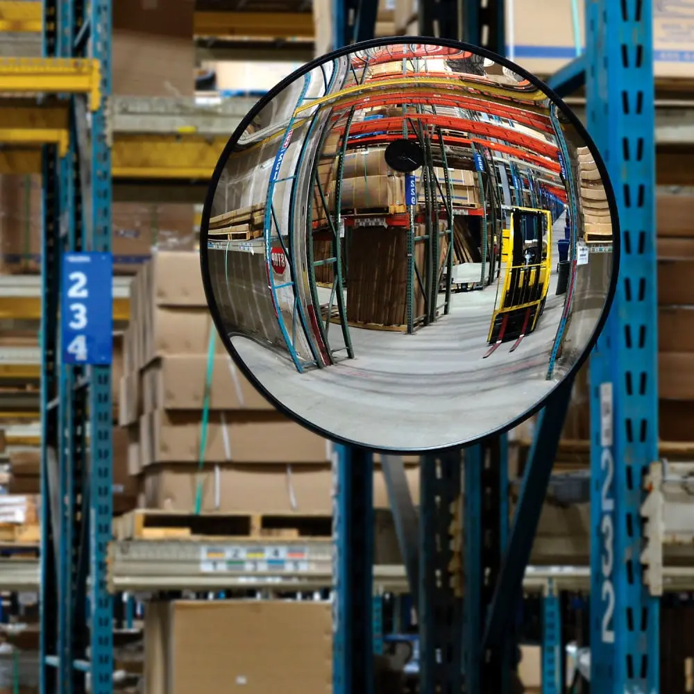 Global Industrial 670555 Round Glass Convex Mirror - 26 in Dia, 160 Deg Viewing Angle, Mountable Wide Wall-Mounted Indoor Mirror, Mountable Wall-Mounted Mirrors, Wide Wall-Mounted Mirrors