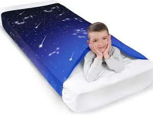 Sensory Compression Blanket | Lycra Bed Sheet for Kids & Adults | Deep Relaxing Feeling, Release Oxytocin | Helps With: SPD, Anxiety, ADHD, Autism | Star Theme | Breathable & Stretchable | Twin