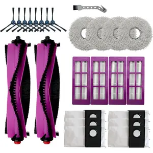 6in1 Replacement Parts Kit for Eureka J15 Ultra Robot Vacuum and Mop  2 Main Roller Brushes, 8 Side Brushes, 4 HEPA Filters, 6 Dust Bags, 4 Mop Pads, 1 Ceaning Tool, 3Month Supply