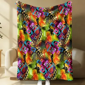 1 Pcs Boho Tribal Print Flannel Blanket, Ethnic Aztec Pattern Throw Blanket, Ultra Soft Fluffy Warm Blanket, Vivid HD Digital Print, Perfect Cozy Gift Blanket for Sofa, Bed, Dorm, Camping, Travel, All Season Use