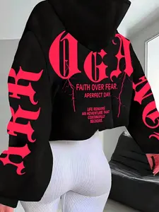 Women's Hooded Sweatshirt Casual Sporty Outdoor Fashion Loose Fit Gothic Hoodie Graphic Letter Print Long Sleeve All Seasons Wear Tops
