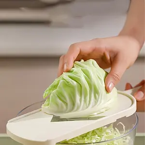 1pc Heavy-Duty Cabbage Slicer and Shredder with Ergonomic Grip - Efficient Vegetable Chopper for Salad, Carrots, Cucumbers, Laundry-like greens - Includes Storage Container - Easy-Clean Kitchen Tool for Home &, Cabbage Shredder, Durable Plastic Body