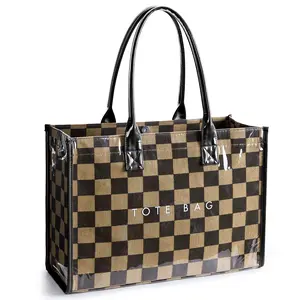 KALIDI Tote Bag PVC & Kraft Paper Cherry Pattern Lightweight Hospital Mom Shopping Bag for Women Everyday Use