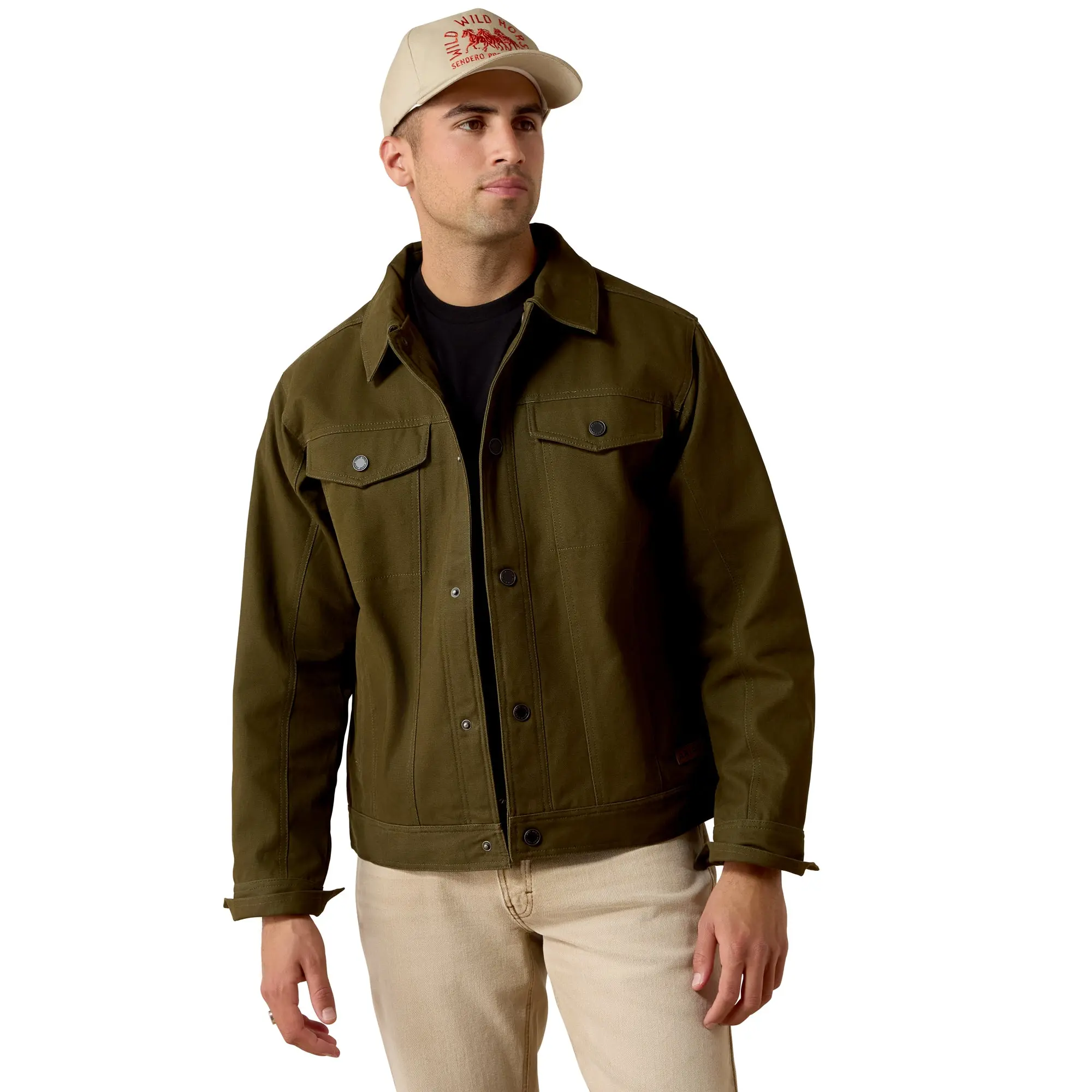 Ariat Men's Canvas Rancher Desert Sand Khaki Trucker Jacket 10079595