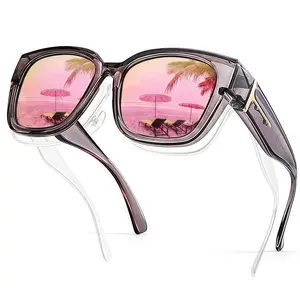 Oversized Square Polarized Fit Over Sunglasses for Women & Men - UV400 Protection, T-Zone Temple Detail, Fashionable Wrap-Around Design for Driving & Daily Wear
