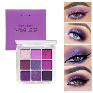 9 Colors Purple Eyeshadow Palette,Light to Dark Purple Eye Shadow Palette,Matte&Shimmer Eye Makeup Palette,Waterproof Powder Eyeshadow Makeup