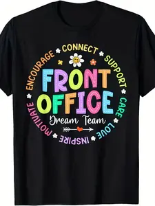 Men's & Women's Front Office Receptionist T-Shirt | "Connect Support Encourage" Motivational Casual Crew Neck Tee