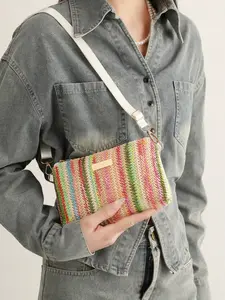 Women's Woven Shoulder Crossbody Bag, Colorblock Weave Material, Small Size, Multiple Colors Available, Perfect for Travel and Vacation