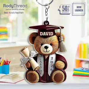 [Flash Deals] RodyThread Bear Acrylic Keychain, Class of 2026 Graduation Gift, Personalized Name Graduation Bear, Custom Year Keepsake Keychain, Unique Graduation Gift For Him Her