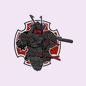 Samurai Tactical Soldier Sticker, Military Samurai Warrior Vinyl Decal, Dark Aesthetic Sticker for Laptop, Notebook, Water Bottle, Phone Case