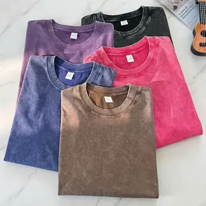 Solid 2-Pack Hip Hop t shirt Men fashion Cotton Harajuku Multicolors Oversized Washed T-shirt women Unisex Summer Retro Short Sleeve Tee top