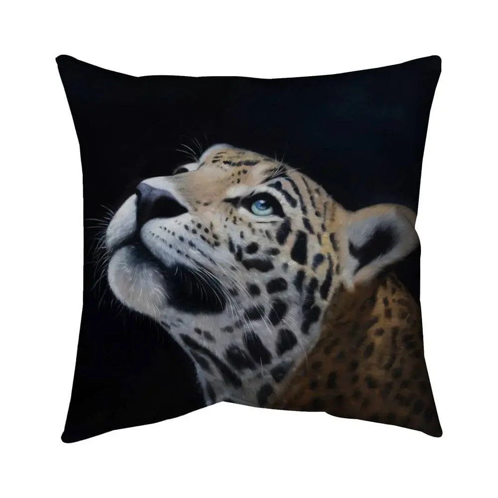 Begin Home Decor 5541-1616-AN417 16 x 16 in. Realistic Leopard Face Pillow - African Animals Home Decor