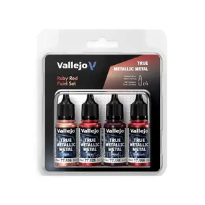 Vallejo 18ml Ruby Red True Metallic Metal Paint Set (4 Colors)