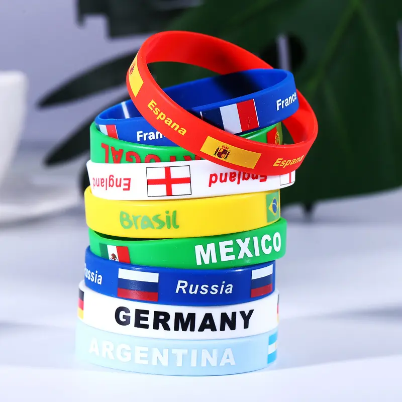 National Flag Silicone Wristbands for Sports Fans, Soccer Supporter Bracelets, Country Flag Fan Accessories, Unisex Team Spirit Wristbands for Parties, Sporting Events, Souvenir Gifts and Fan Celebrations