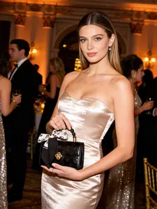 Embossed Handbag with Patterned Scarf, Hardware, Elegant Style, Perfect for Dates, Lunches, Parties, Office