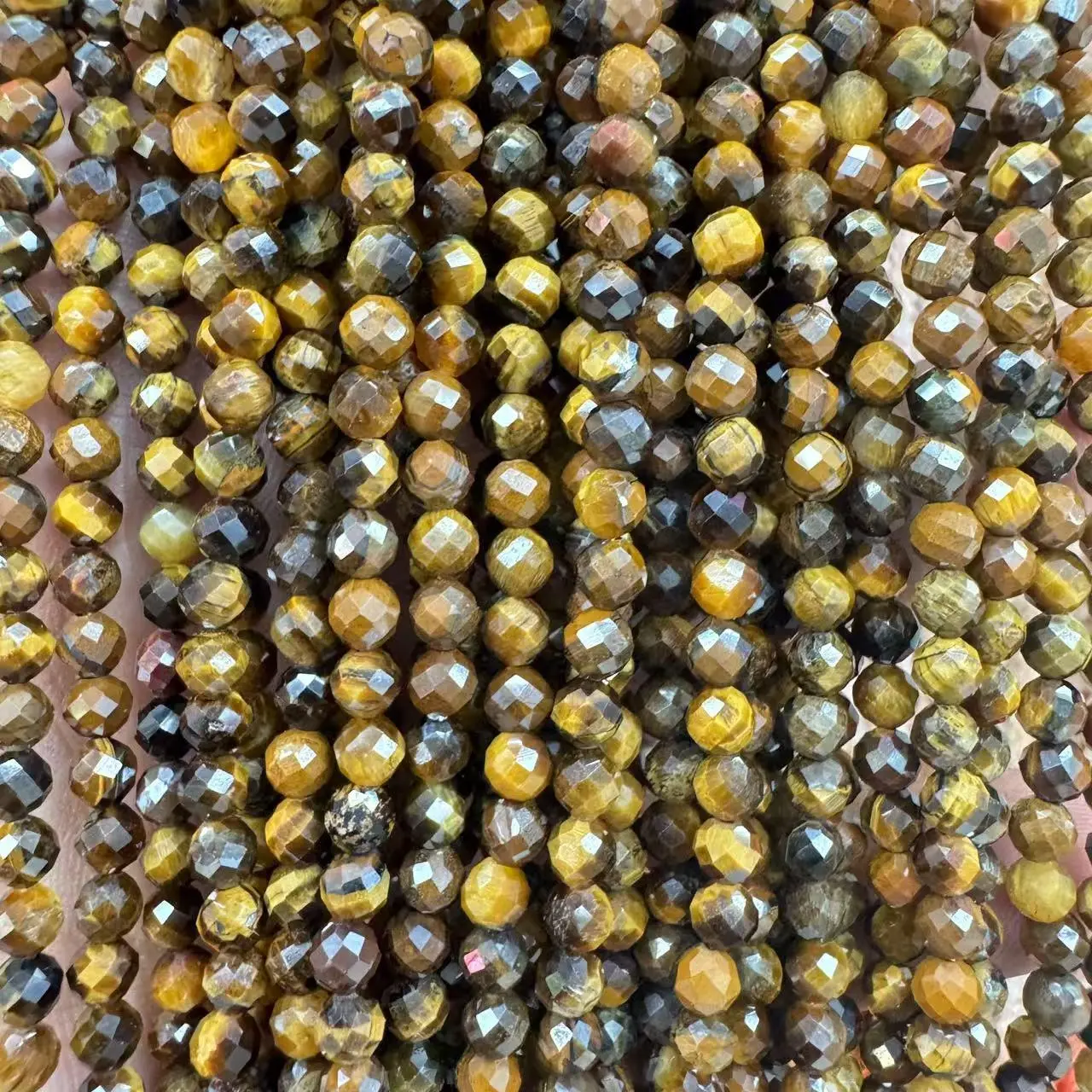 Premium Natural Tiger Eye Stone Faceted Round Spacers, 2-4mm Small Semi-Finished Loose Beads for Jewelry Making, Beads Making, Faceted Shape DIY Crafts