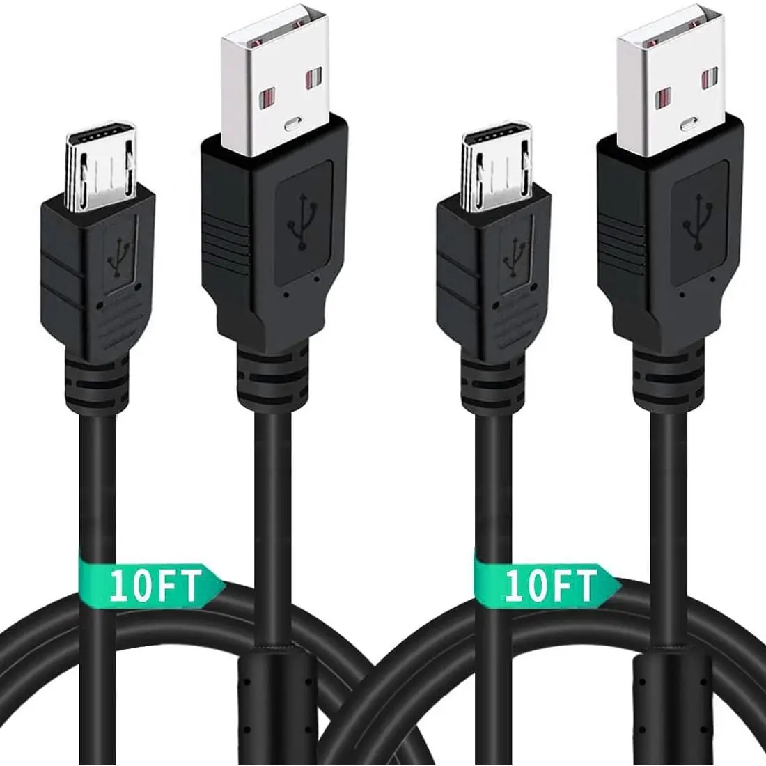 2 Pack 10FT PS4 Controller Charger   with  Ring Compatible with  4/ DualShock 4/ PS4 Slim/Pro  Controllers