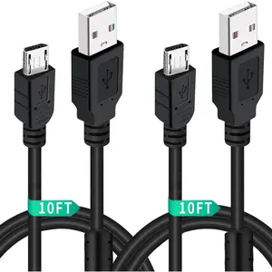 2 Pack 10FT PS4 Controller Charger   with  Ring Compatible with  4/ DualShock 4/ PS4 Slim/Pro  Controllers