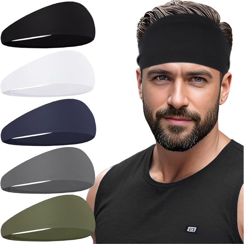 5 Pack Sports Headbands for Men Moisture Wicking Running Workout Headbands Unisex for Cycling Basketball Yoga Football