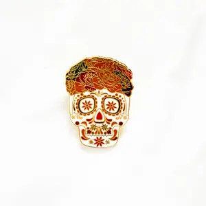 Loungefly - Dia De Los Muertos - Sugar Skull with Black and Red Flowers Pin