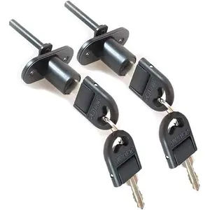 2 Pcs Drawer Lock Cabinet Locks with Keys, Zinc Alloy Desk Locks File Cabinet Lock for Furniture Locker Showcase, Locking Rod Length 40mm, Cylinder Diameter 16mm (Black, Keyed Different)