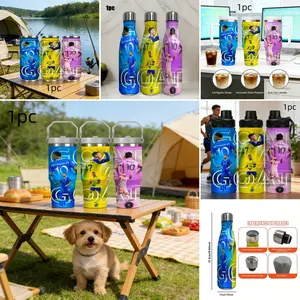 1pc Multiple Cup Sizes Available, Dopamine Football Goat Legend Stainless Steel Insulated Mug, Food Grade Dual Layer Vacuum, Long-Lasting Cold & Heat Preservation