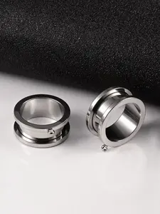 Vanku 2pcs 316L Steel Ear Gauges with O-Ring, DIY Custom Double Flare Ear Tunnels, Hypoallergenic Ear Plugs for Stretched Ears, Punk Style Earrings