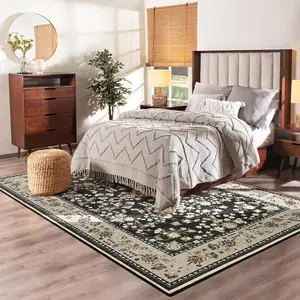 Moroccan Print Area Rugs for Living Room Bedroom, 4x6 5x8 6x9, Super Soft Low Pile & Non-Slip, Easy Clean Machine Washable Boho Rug - Stylish Comfort-S