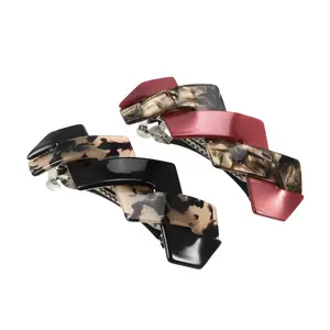 Unique Bargains 2 Pcs Hair Barrettes, Tortoise Shell Hair Barrettes, Acetate Hair Barrettes, Hair Barrettes for Fine Thick Hair, Fashion French Barrette Hair Accessories for Women, Red, Brown