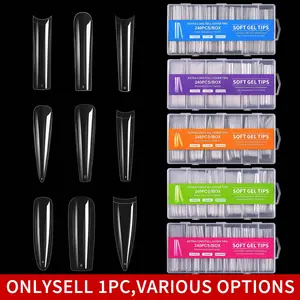 240 Pieces Box Nail Art Extra Long Nail Sheet Water Tube Nail Sheet Half Patch Fake Nail Patch Water Drop Almond Transparent Full Patch XXXL Cowboy Ballet Pointed Nail Nail Supplies Nail Shop Special Tools Nail Art Diy Nail Art Design