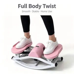 Mechanical Rocking Balance Stepper, Home Workout Core Strength Equipment - Portable Left-to-Right Rocker Board with Smart LCD Display, Non-Slip Large Pedals