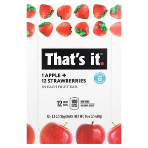 That's It Fruit Bars, Apple + Strawberries, 12 Bars, 1.2 oz (35 g) Each