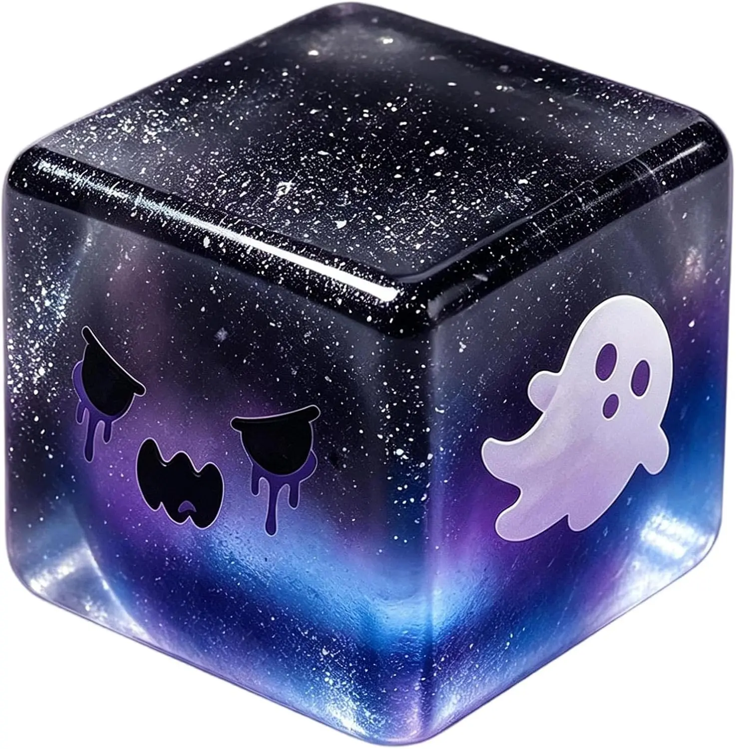Dark Purple Halloween Spooky Squishy Cube Toy - Super Soft Gothic Sensory Fidget Stress Ball for Kids, Horror Themed Party Favor & Halloween Gift