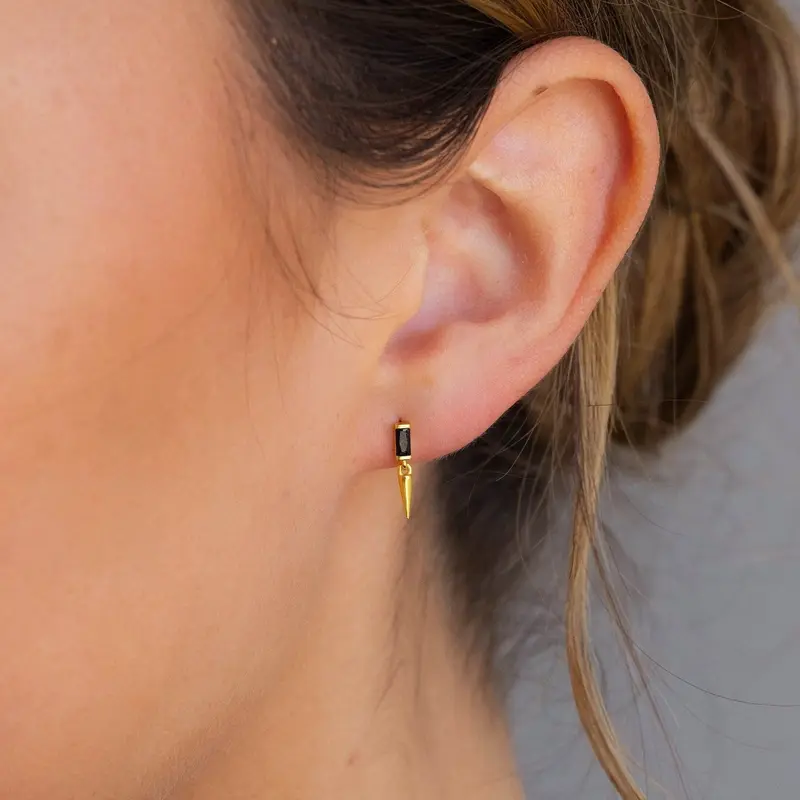 Onyx Dagger Drop Earrings by Caitlyn Minimalist - Black Statement Dangle Earrings - Birthstone Jewelry - Best Friend Gift