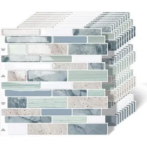 10-Sheet Peel and Stick 3D Waterproof Self Adhesive Backsplash Tiles for Kitchen and Bathroom, Sage Green, 12"×12"