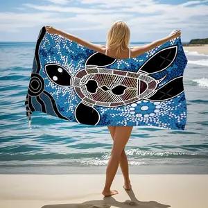Colorful Turtle Print Beach Towel, Quick Drying Absorbent Towel, Soft Towel for Poolside & Seaside Relaxation, Beach Towel for Women & Men