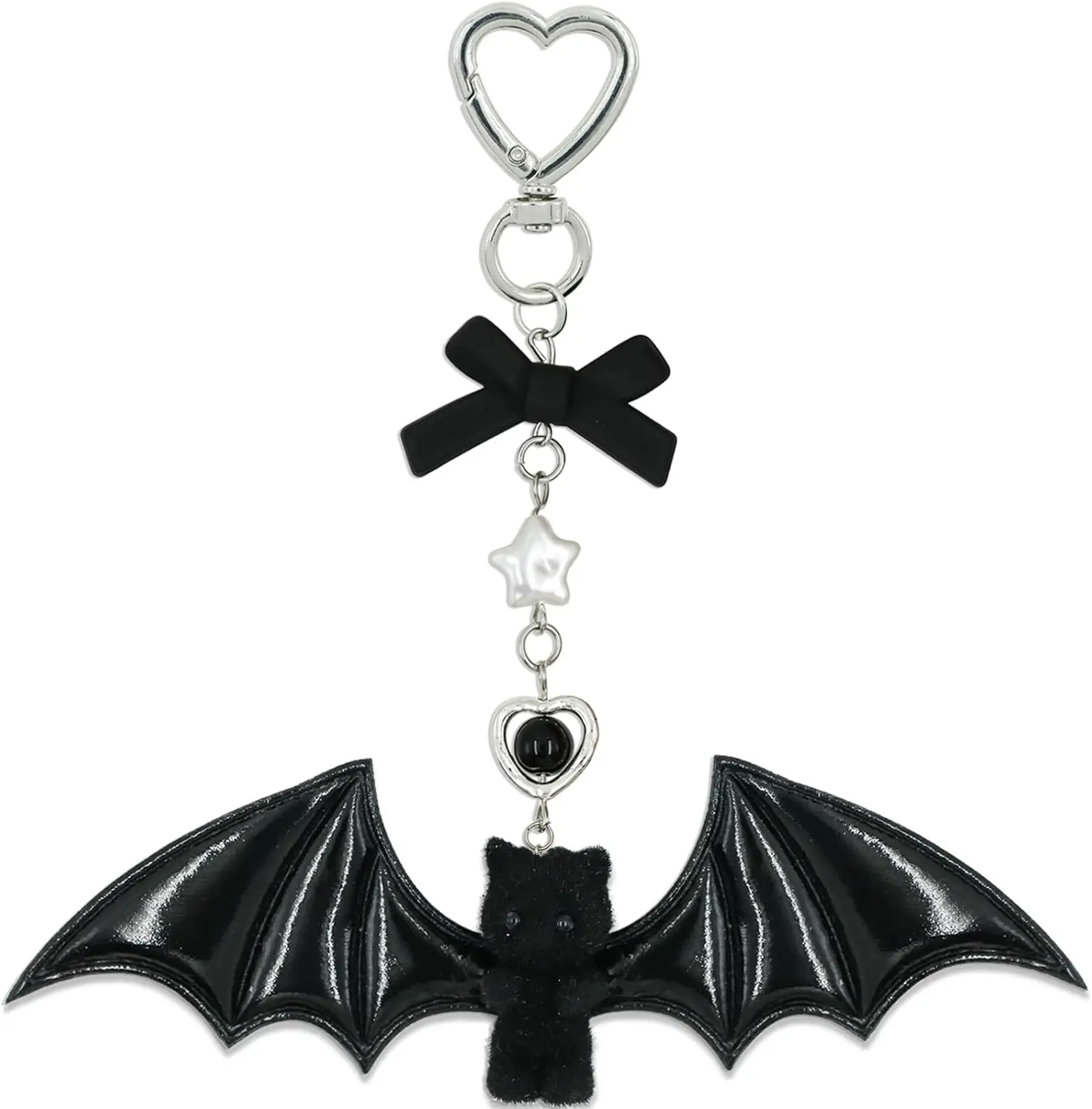 Y2k  Plush  Cute - Black Fuzzy Kitty Bag Purse Charms Kawaii Key Chain Halloween Gifts for  Lover