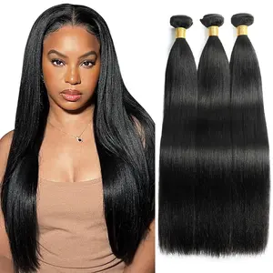Brazilian Yaki Straight Hair Bundles 3 4 Bundles Human Hair Weave Raw Hair Bundles for Quick Weave
