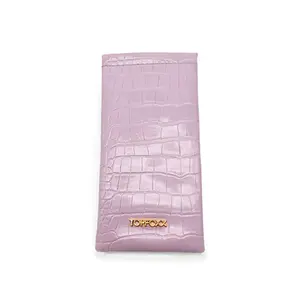TOPPOXX Lilac Faux Croco Soft Pouch - Trendy Minimalist Purse for Commuter Envelope Clutch