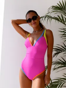 2026 New Solid Color Tight Backless Sexy One-Piece Swimsuit Bikini Set for Women, Perfect for Hot Girl Vacations