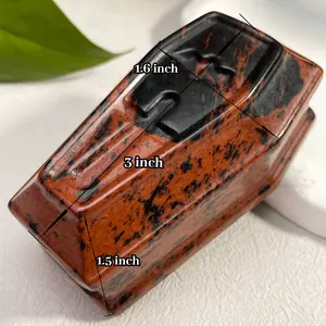 [Video Order] 1 Count Larger Coffin Crystal Statue Crafts Size 3inch Rose Quartz,Black Obsidian,Labradorite,Yooperlite and so on