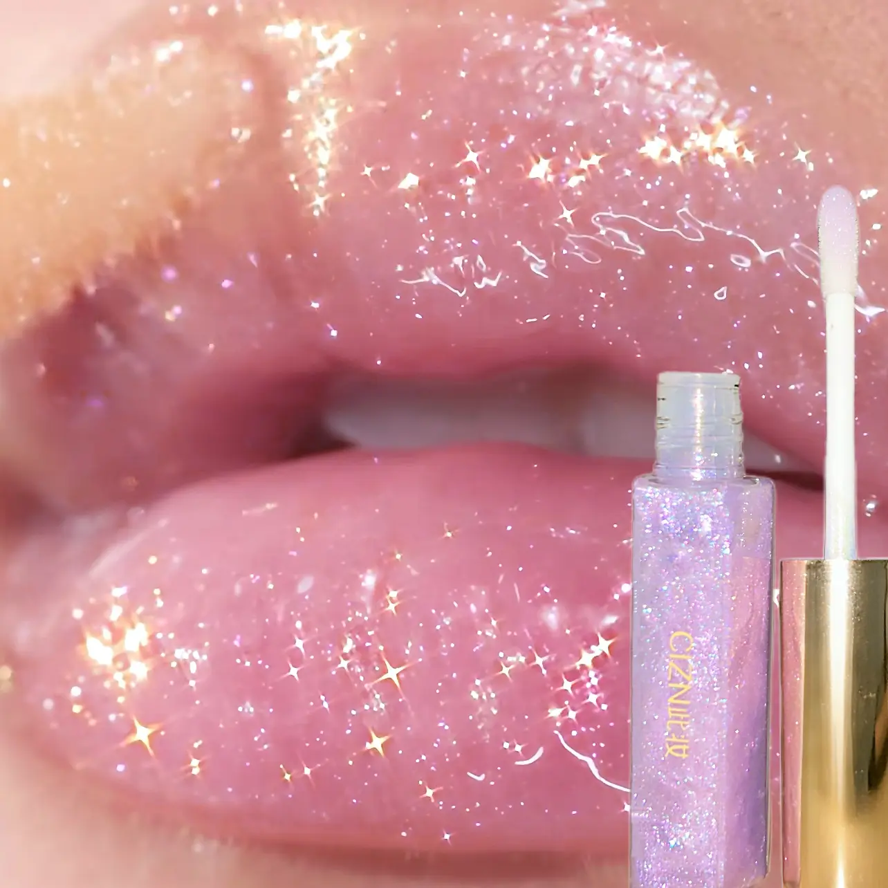 Holographic Glitter Liquid Chrome Lip Gloss - Shiny, Sparkly Makeup, Hydrate, Color Correction, Moisturizing, Softening, 3D Glossy Effect, Long-Lasting Non-Sticky Formula, Suitable for All Skin Types, Single Item Beauty Cosmetic