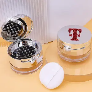 Empty Loose Powder Jar with Sifter, Silver Color Cap, Makeup Powder Dispenser, Portable Loose Powder Box, Travel Accessories