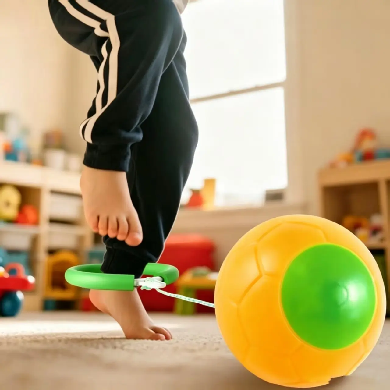 Skip Ball, Elastic Bouncy Outdoor Sports Toy - Single-ft Hop Coordination Trainer for Kids, Suitable for Kindergarten Use