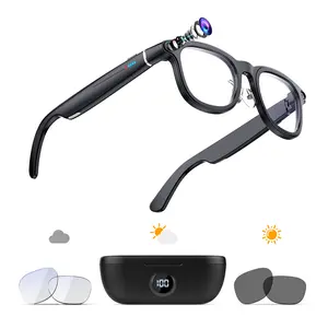 [Spring Deals] Coucur G1 Smart AI Camera Glasses(with Charging Case) with 4K Camera Built-in Surround Sound Bluetooth Calling & Music Playback Polarized Lenses for UV Protection Ideal for Travel Vlogs & Outdoor Adventures Wearable
