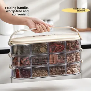 Seasoning box grid storage free stacking food box large capacity sealing with cover dustproof and moisture-proof seasoning storage box