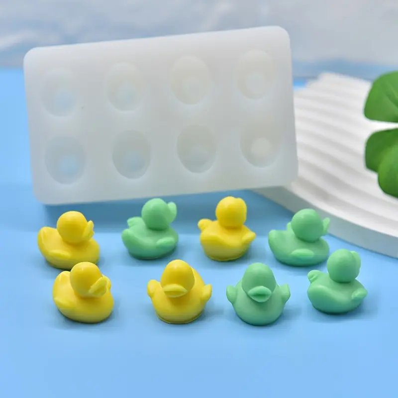 8-Cavity Mini Silicone Rubber Duck Mold - Duck Shaped Silicone Baking Molds